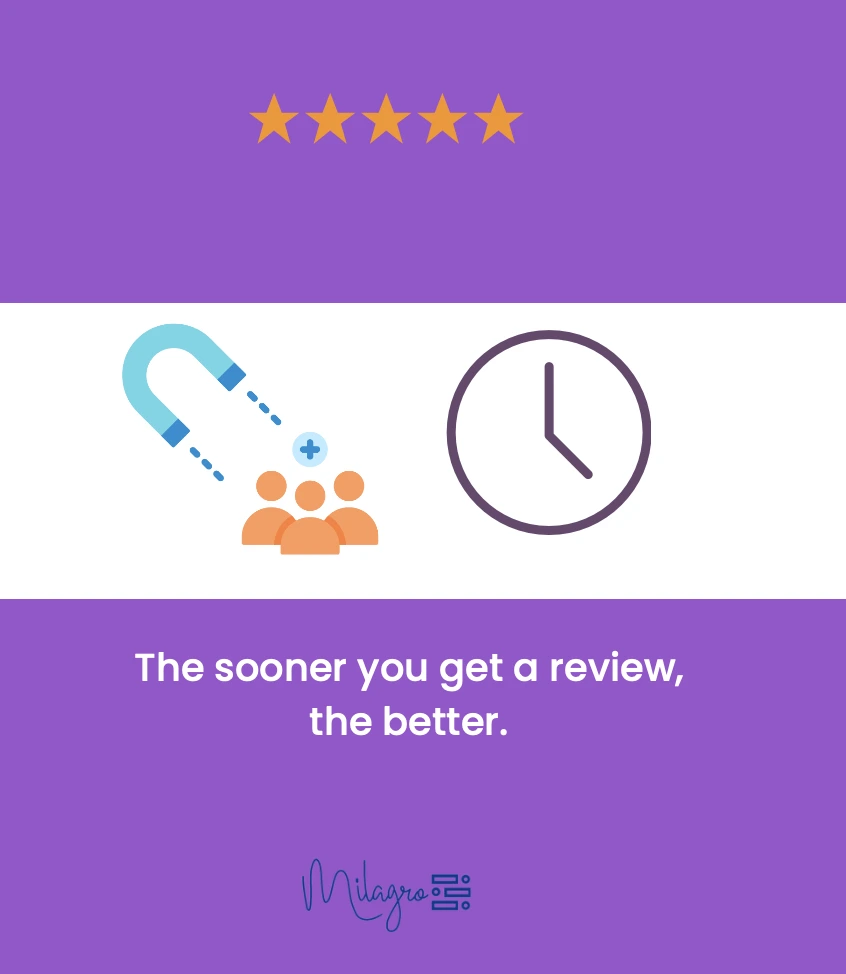 the sooner you get a review, the better